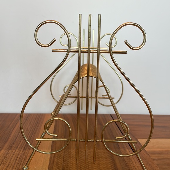 ***SOLD****Mid Century Modern Vintage Gold Metal 45 Record LP Stand Music - Picture 14 of 15